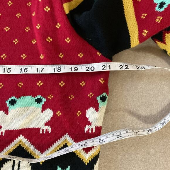 Star Wars Men's Baby Yoda Christmas Sweater Size M NWOT Heavy Red Green Frogs - Picture 6 of 7